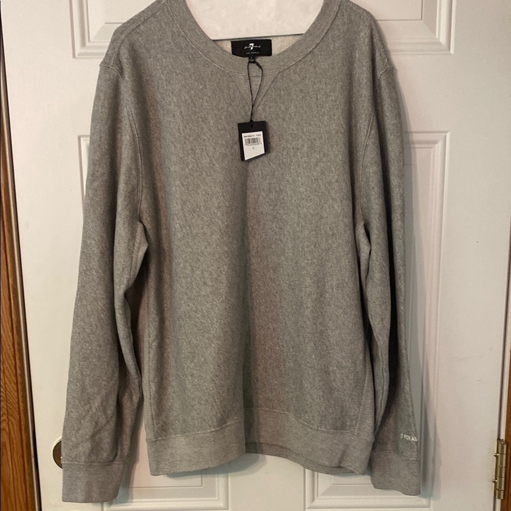 7 for All Mankind grey cotton men’s sweatshirt luxury designer western wear